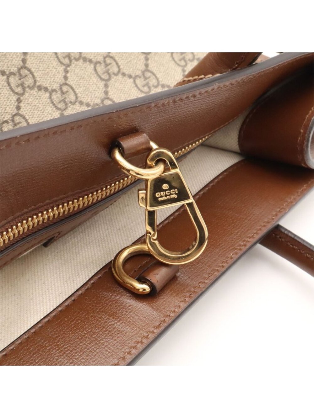 Gucci GG Small Tote Supreme 2-Way Shoulder Bag Crossbody Ivory Brown - Picture 7 of 9